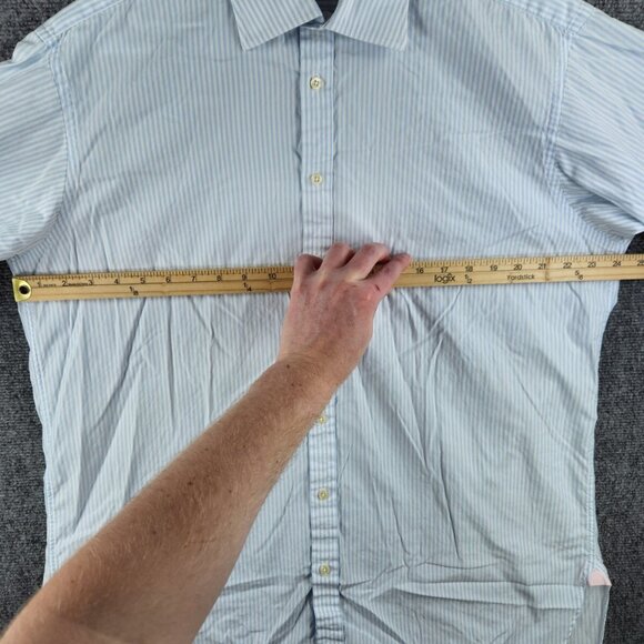Thomas Pink Long Sleeve Button Up Cotton Ireland Blue Striped Superfine 17 34 - Picture 5 of 16